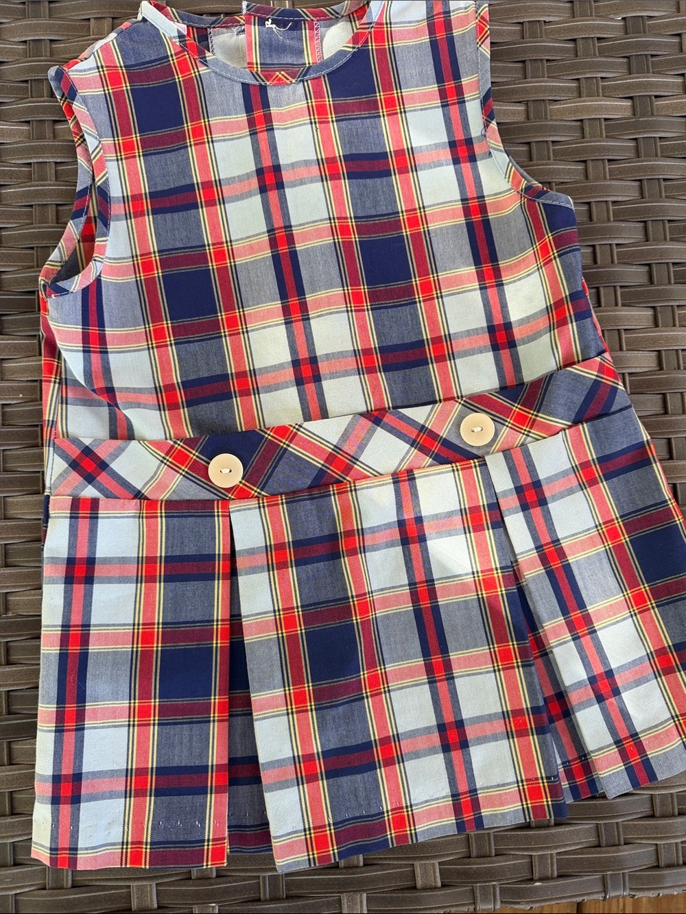 Vintage Sears Plaid Pleated Kids Skirt Set in Navy and Red